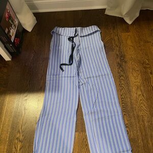 Women's Blue Stripe Wide-Leg Pajama Pants
